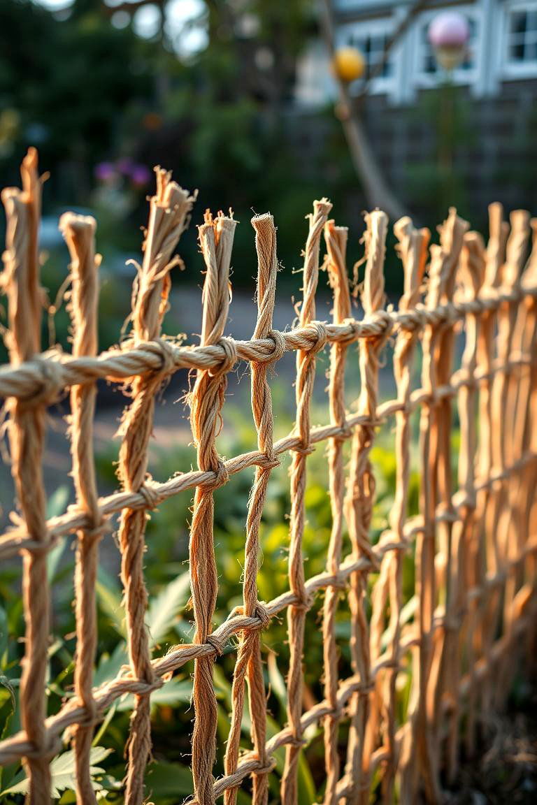 Twine and Rope Fence - 24 Vegetable Garden Fence Ideas