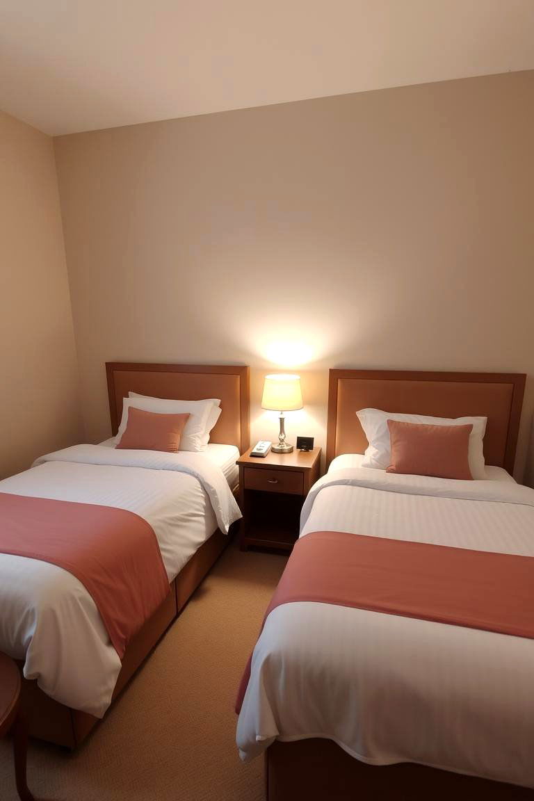 Two Single Beds with Nightstands - 24 2 Beds in One Small Room Ideas
