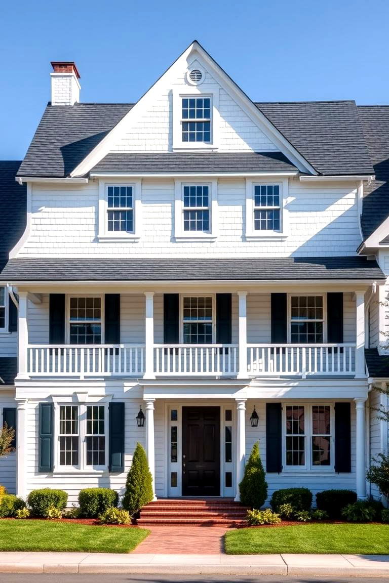 Two Story Traditional Grandeur - 24 White Siding House Designs