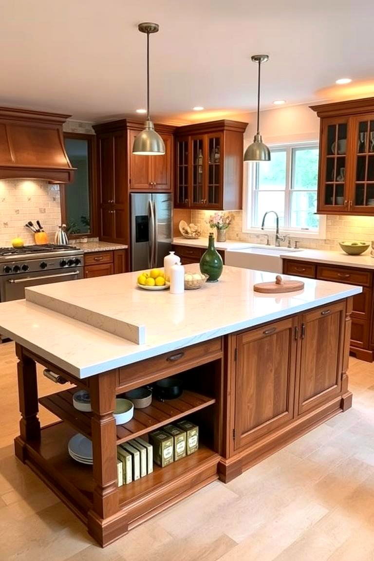 Two Tier Island - 24 Farmhouse Kitchen Island Ideas