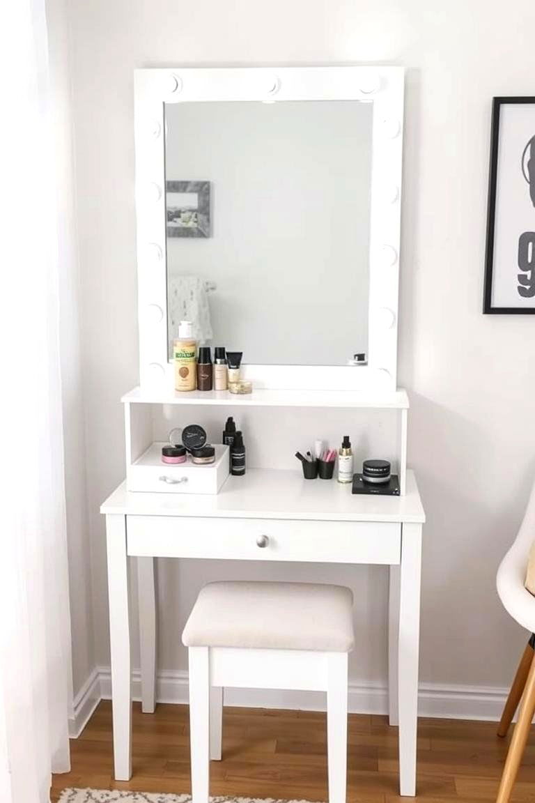 Two Tiered Makeup Vanity for Extra Surface Space - 24 Makeup Vanity Ideas