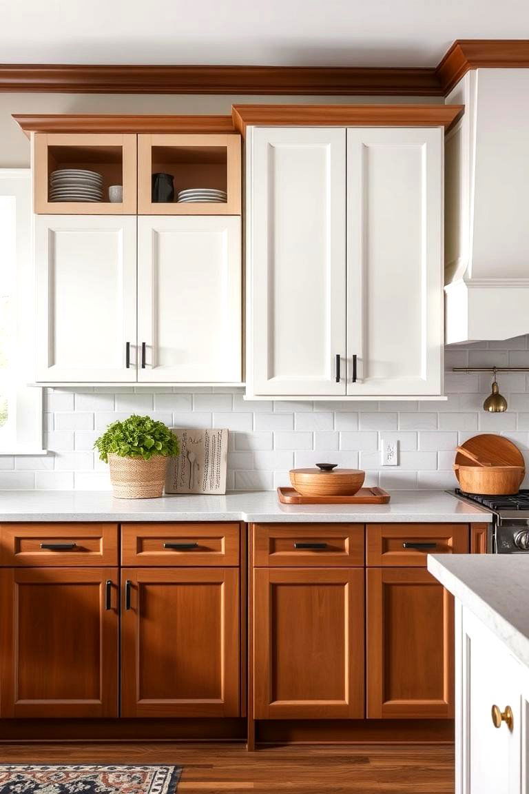 Two Tone Brown and White Cabinets - 24 Brown Kitchen Cabinets Ideas