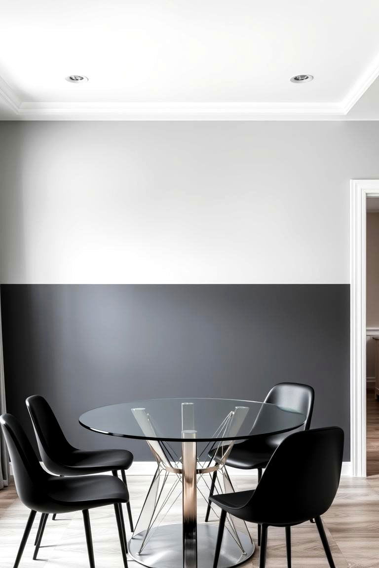 Two Tone Gray Walls - 24 Gray Dining Room Ideas