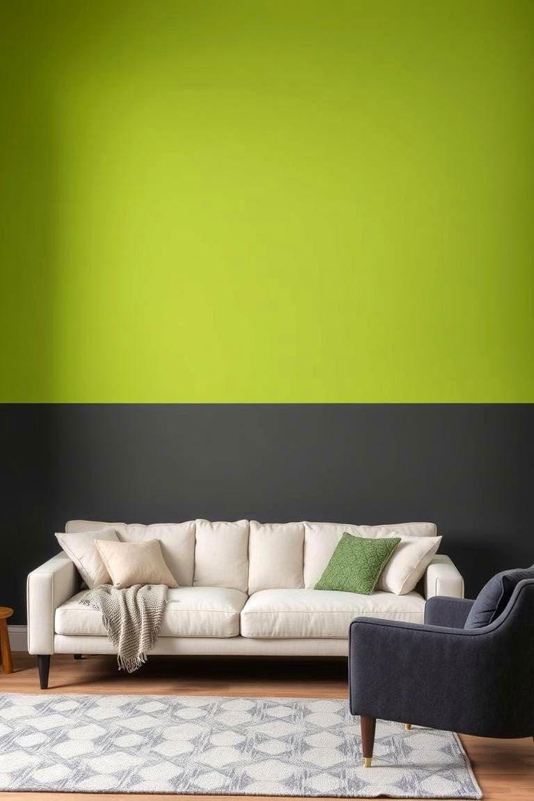 Two Tone Green and Grey Walls - 24 Green and Grey Living Room Ideas