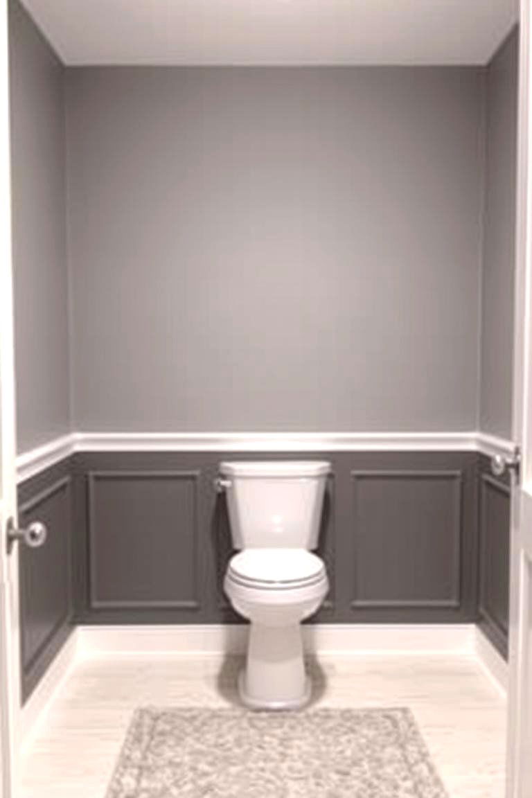Two Tone Grey Walls Light Above Dark Below - 24 Grey Bathroom Ideas