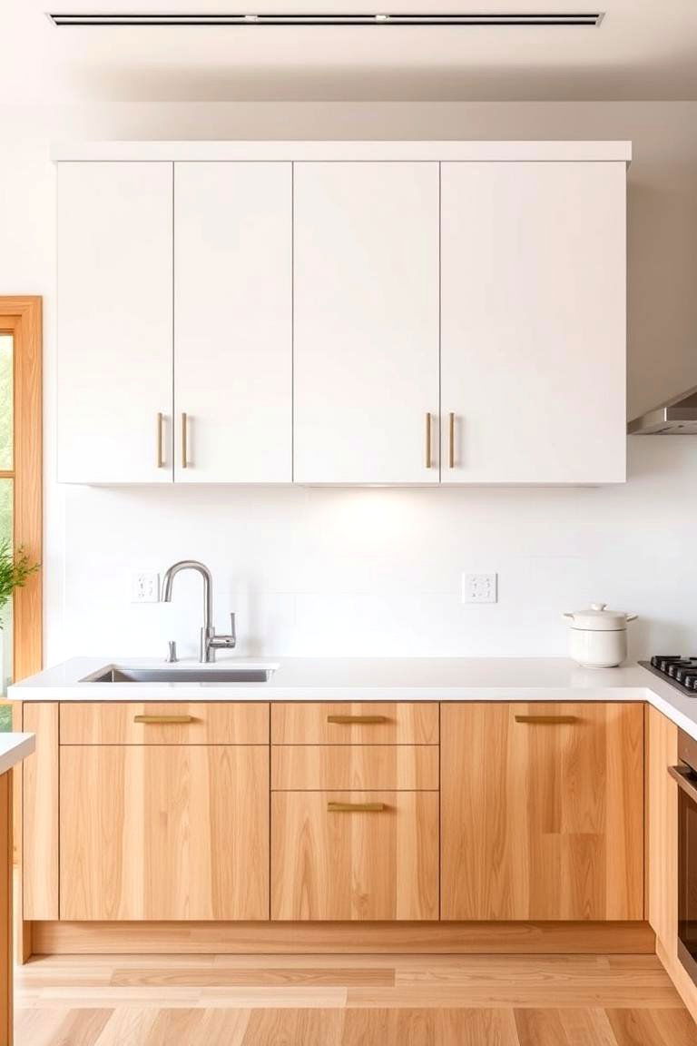 Two Tone Kitchen with White Oak Base Cabinets - 24 Kitchens With White Oak Cabinets