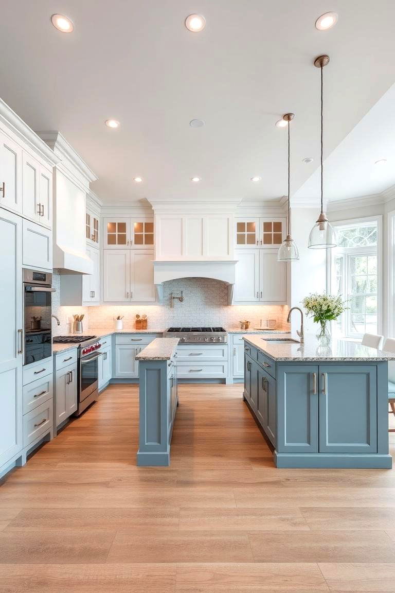 Two Tone Light Blue and White Cabinets - 24 Light Blue Kitchen Cabinets Ideas
