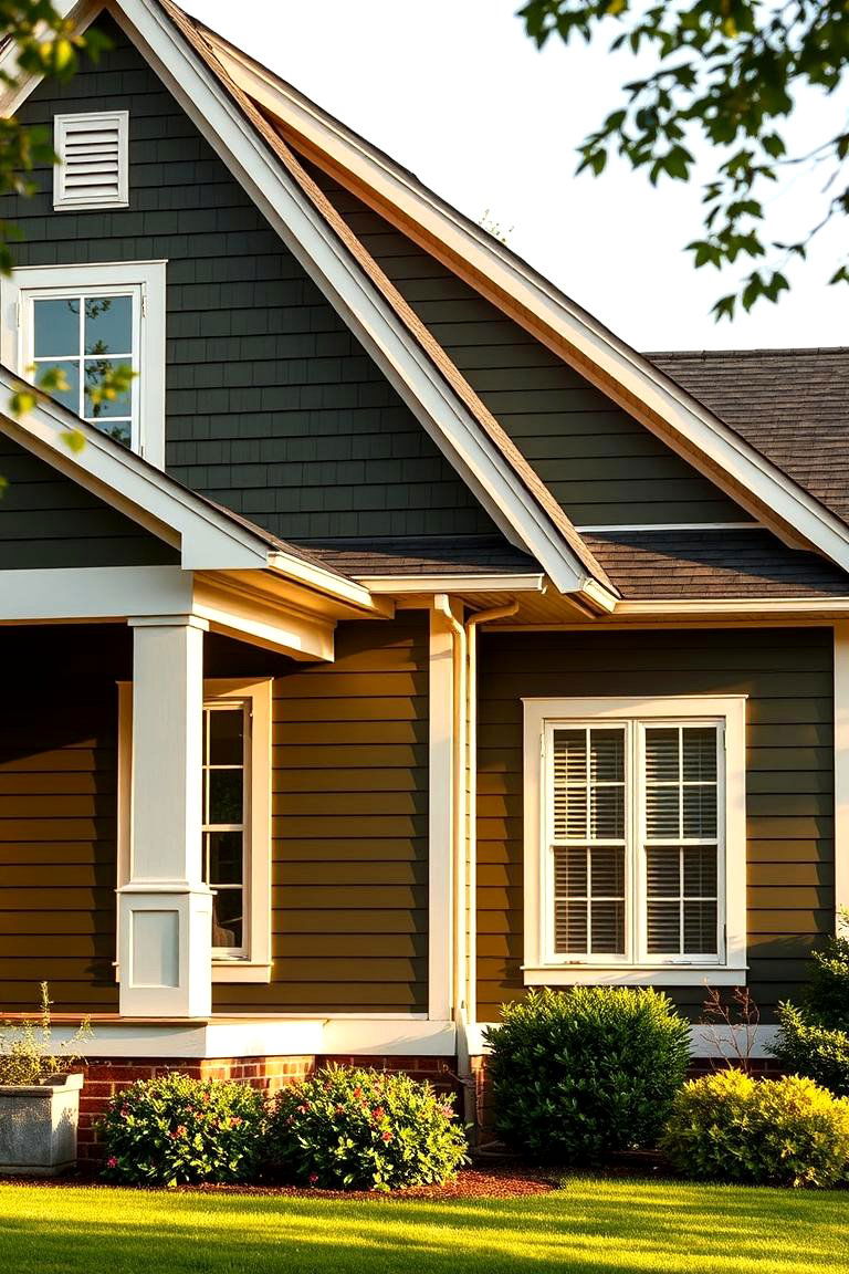 Two Tone Olive Green Exterior - 24 Olive Green House Exterior Ideas