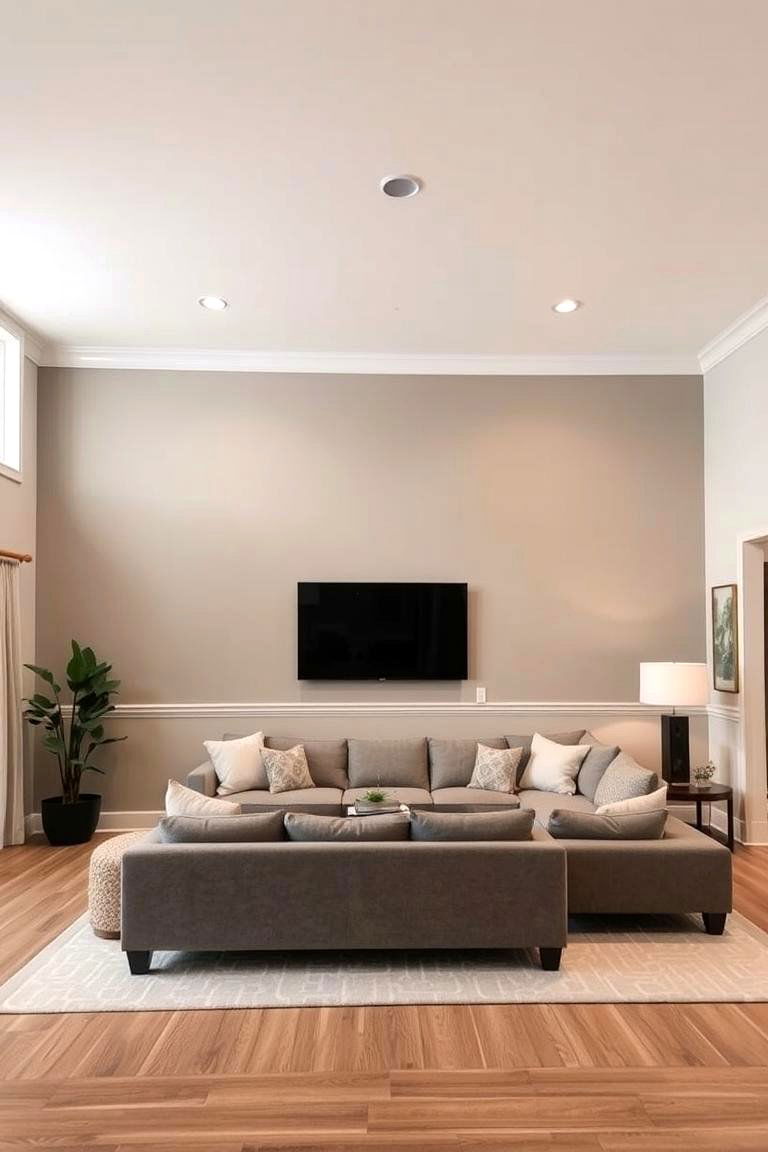 Two Tone Walls Adding Depth with Grey and Beige - 24 Grey and Beige Living Room Ideas