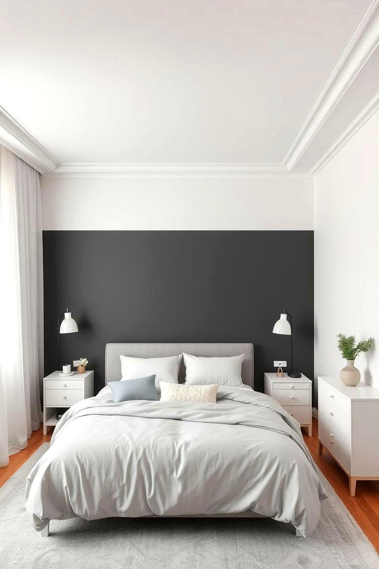 Two Tone Walls - 24 Grey and White Bedroom Ideas