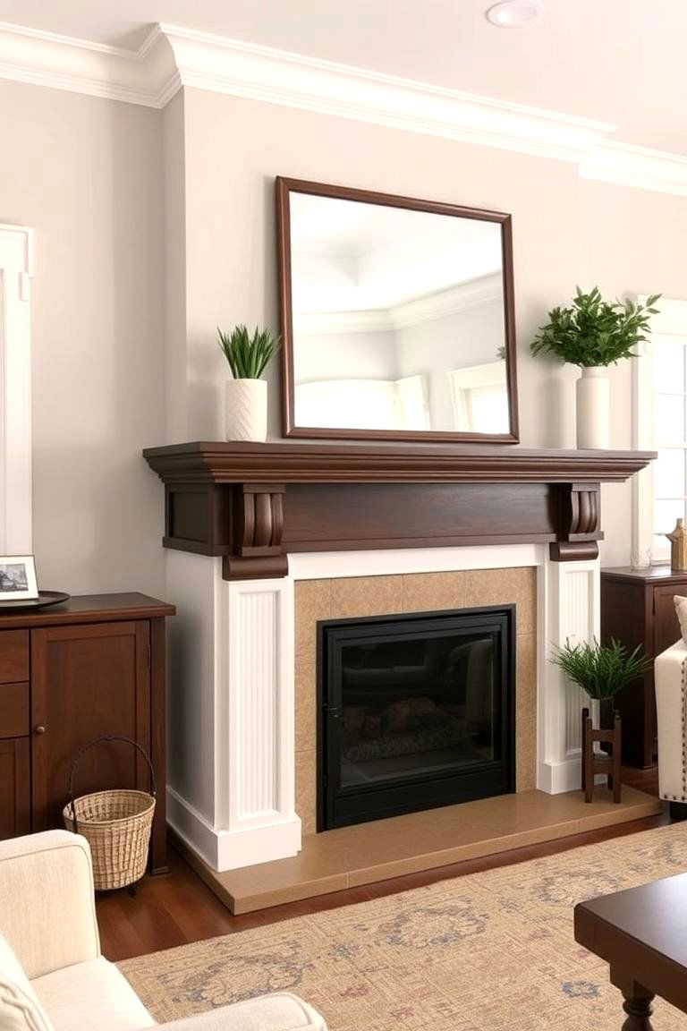 Two Tone Wood Mantel - 24 Wood Mantel Ideas