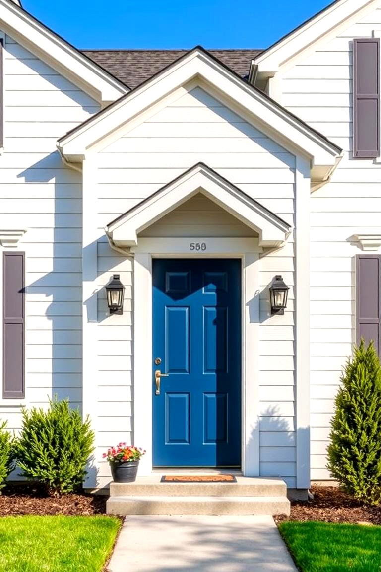 Two Toned Blue Door with Grey Accents - 24 Grey House With Blue Door Ideas