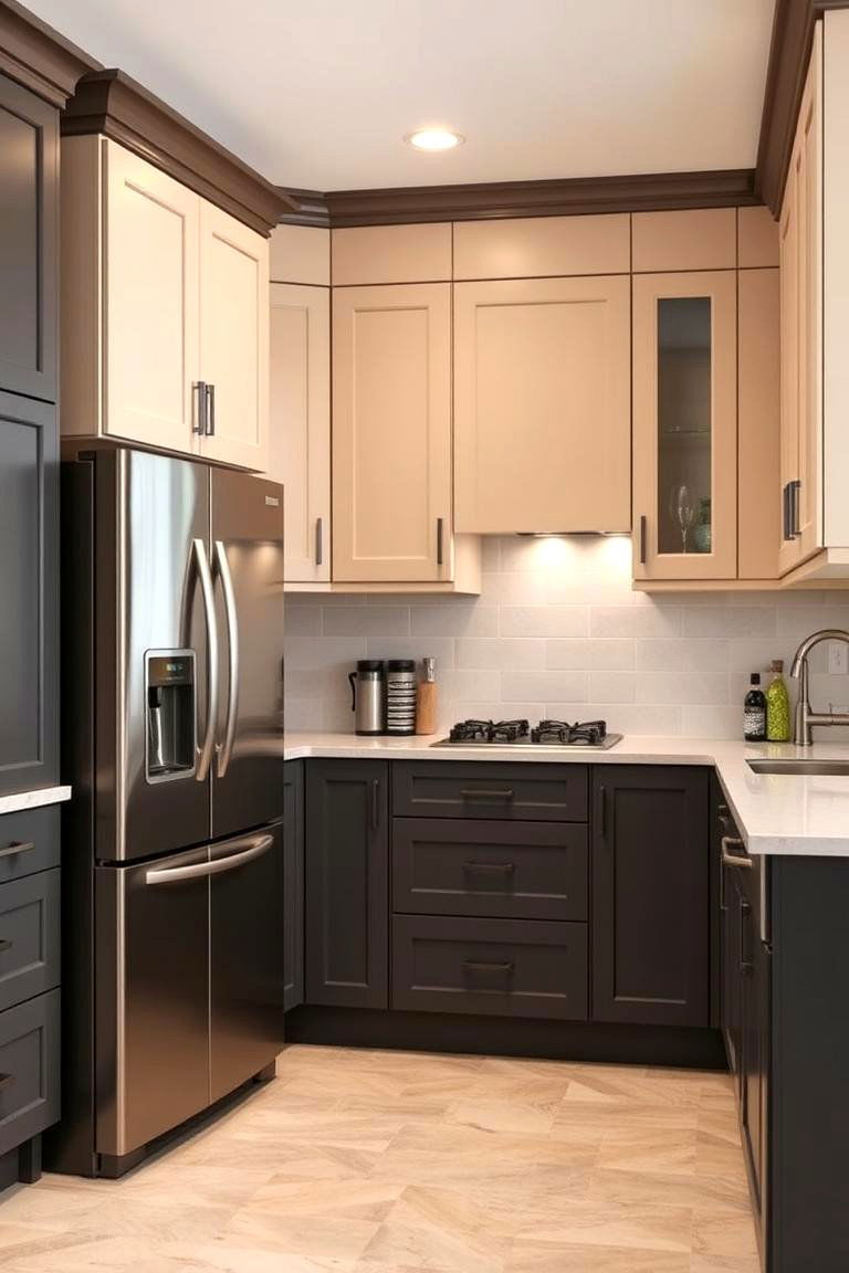 Two Toned Cabinetry for Visual Interest - 24 l shaped kitchen ideas