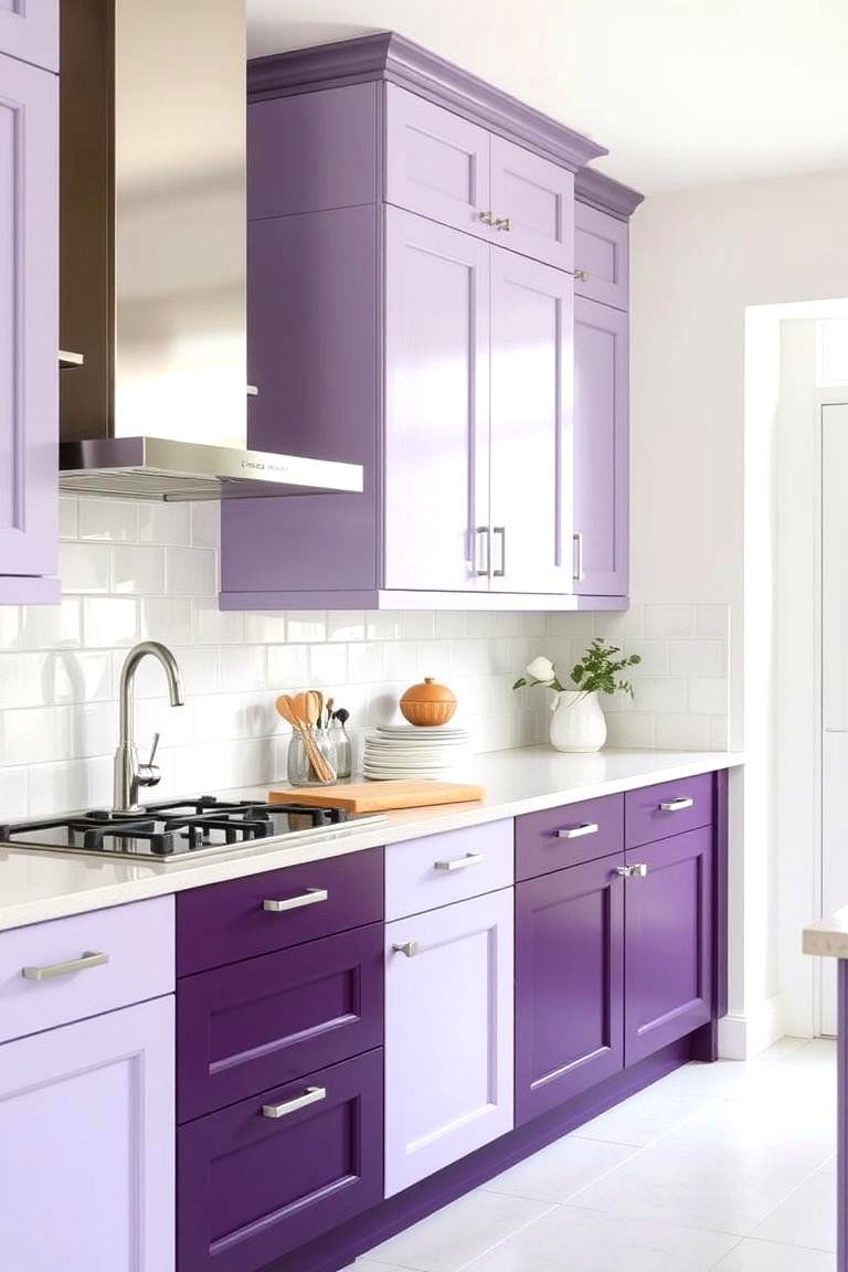 Two Toned Purple Cabinets - 24 Purple Kitchen Ideas