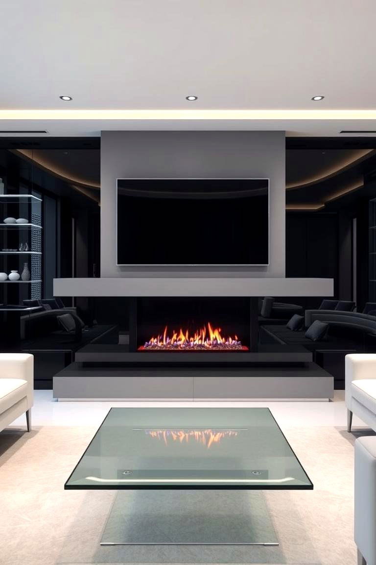 Ultra Modern Minimalist Vibe - 24 Linear Fireplace Ideas With Tv Above