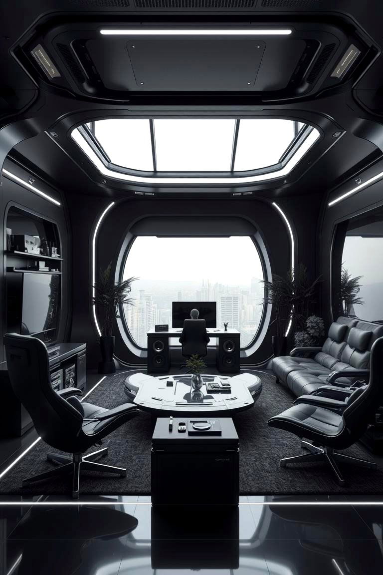 Ultra Modern Tech Haven - 24 Black Gaming Room Ideas