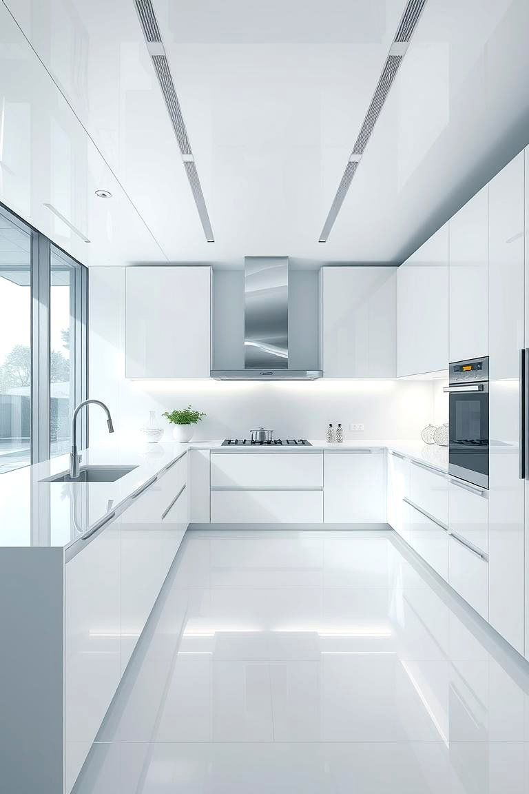 Ultra Modern White Kitchen with Glass - 24 White Kitchen Ideas