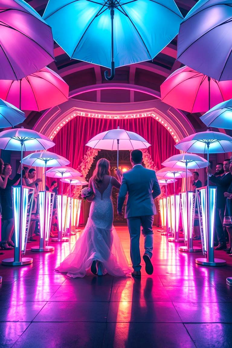 Umbrella Glow - 24 Wedding Send-off Ideas