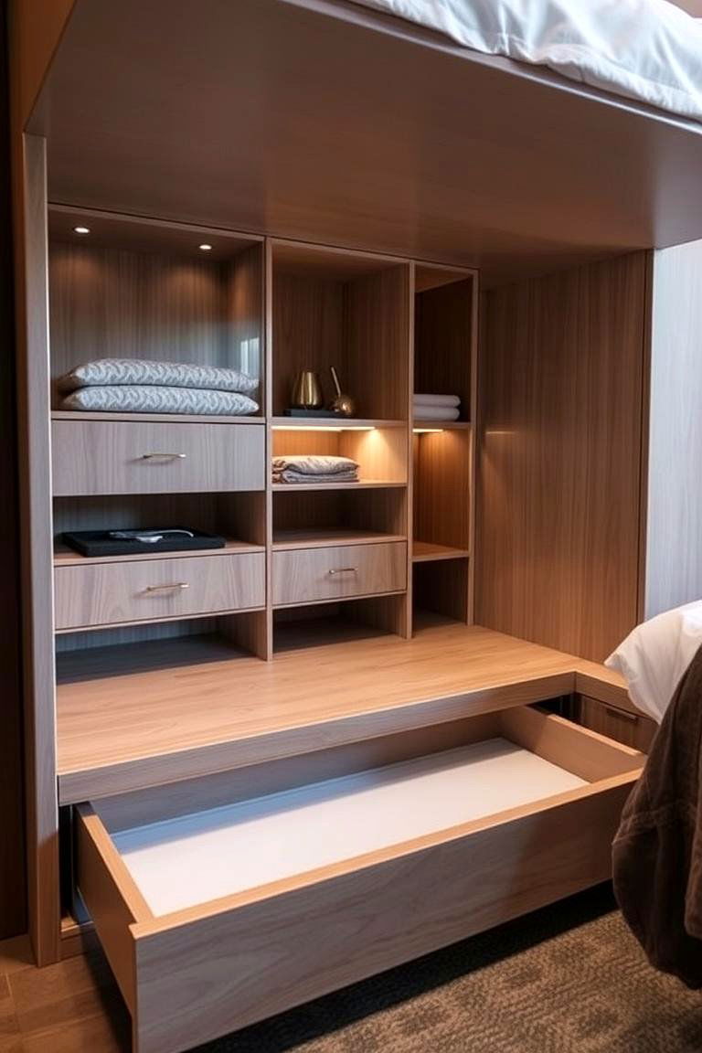 Under Bed Drawer Wardrobe - 24 Built-in Wardrobe Ideas Around a Bed