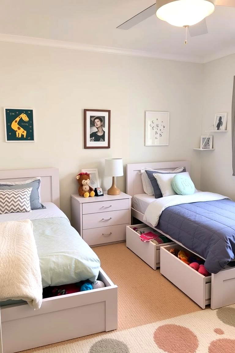 Under Bed Storage Drawers - 24 Shared Bedroom Ideas for Small Rooms
