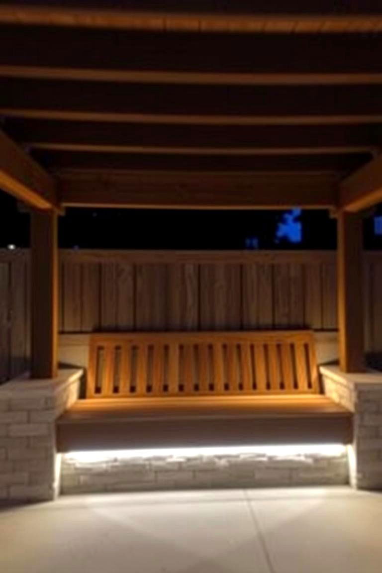 Under Bench Lighting for Subtle Ambiance - 24 Pergola Lighting Ideas