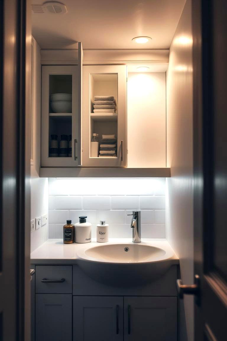 Under Cabinet Illumination - 24 Small Bathroom Lighting Ideas