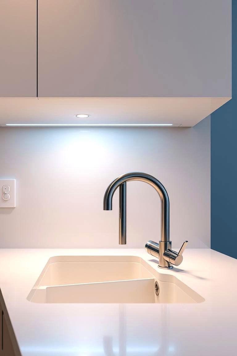 Under Cabinet LED Strips - 24 Kitchen Sink Lighting Ideas