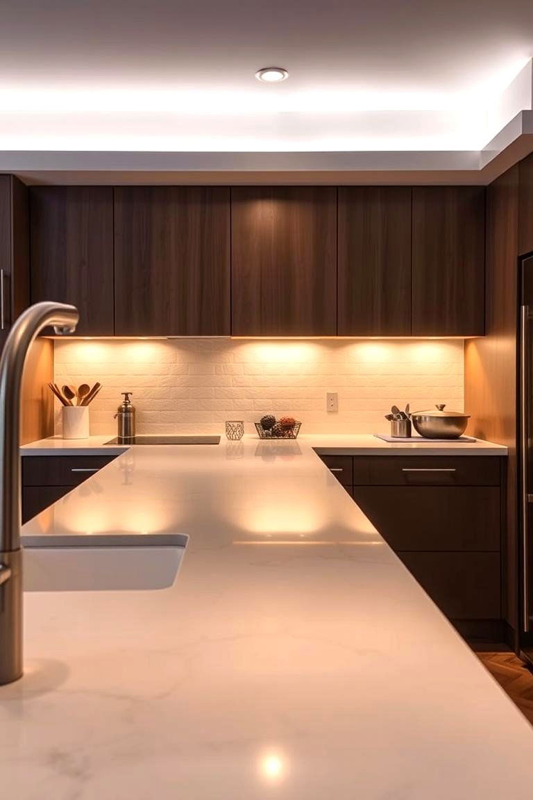 Under Cabinet Lighting for Ambience - 24 Kitchens Without Upper Cabinets