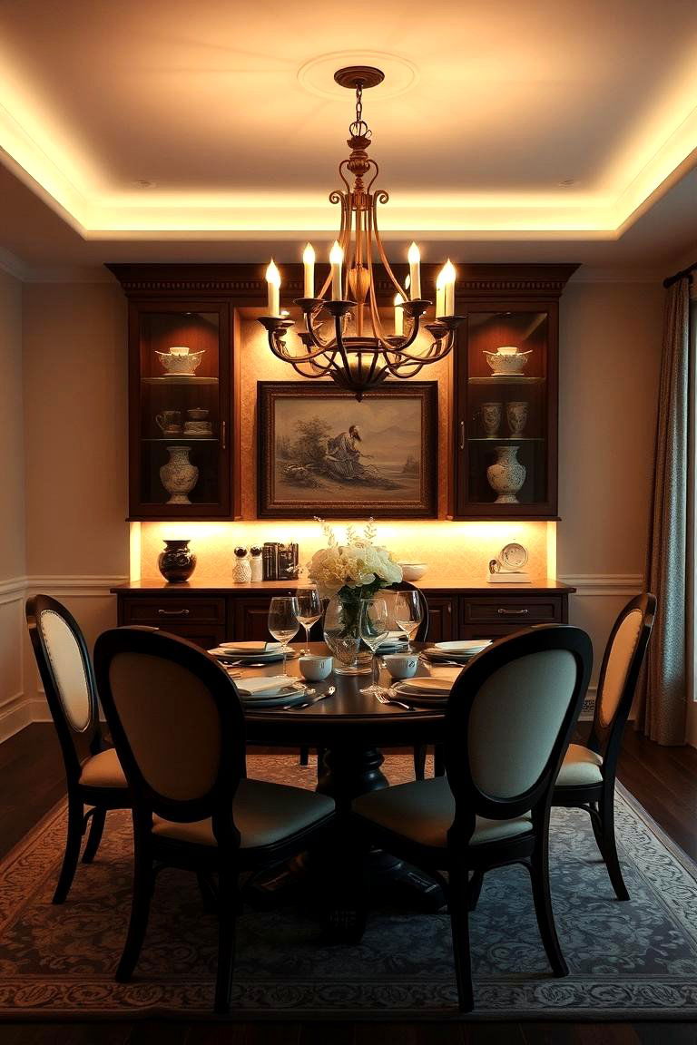 Under Cabinet Lighting for Warm Ambiance - 24 Dining Room Lighting Ideas