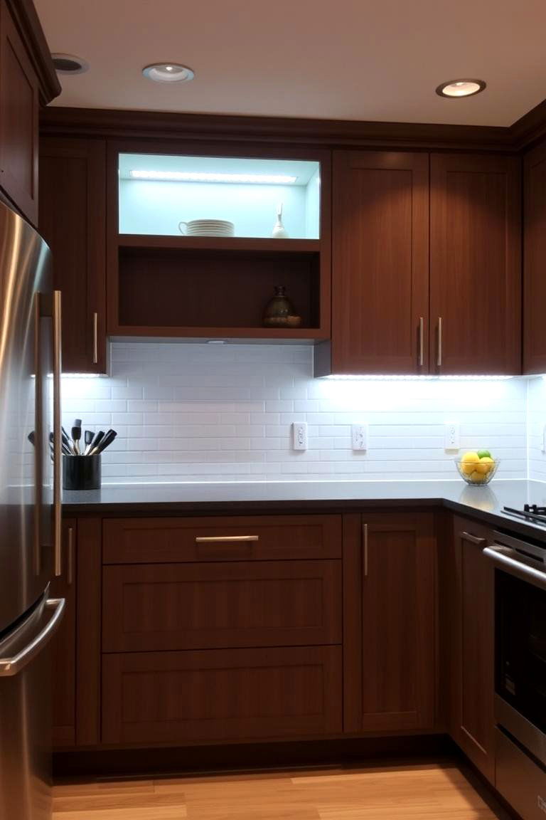 Under Cabinet Lighting in Brown - 24 Brown Kitchen Cabinets Ideas
