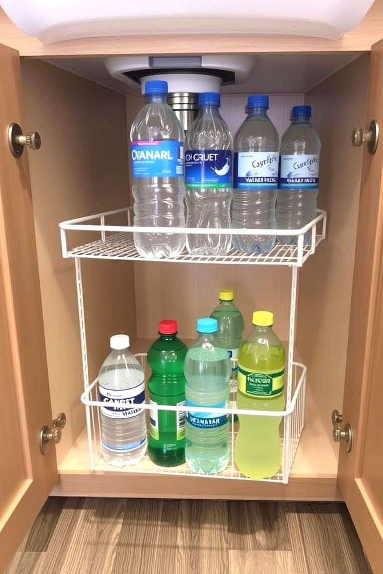 Under Sink Organizer for Hidden Storage - 24 Water Bottle Storage Ideas
