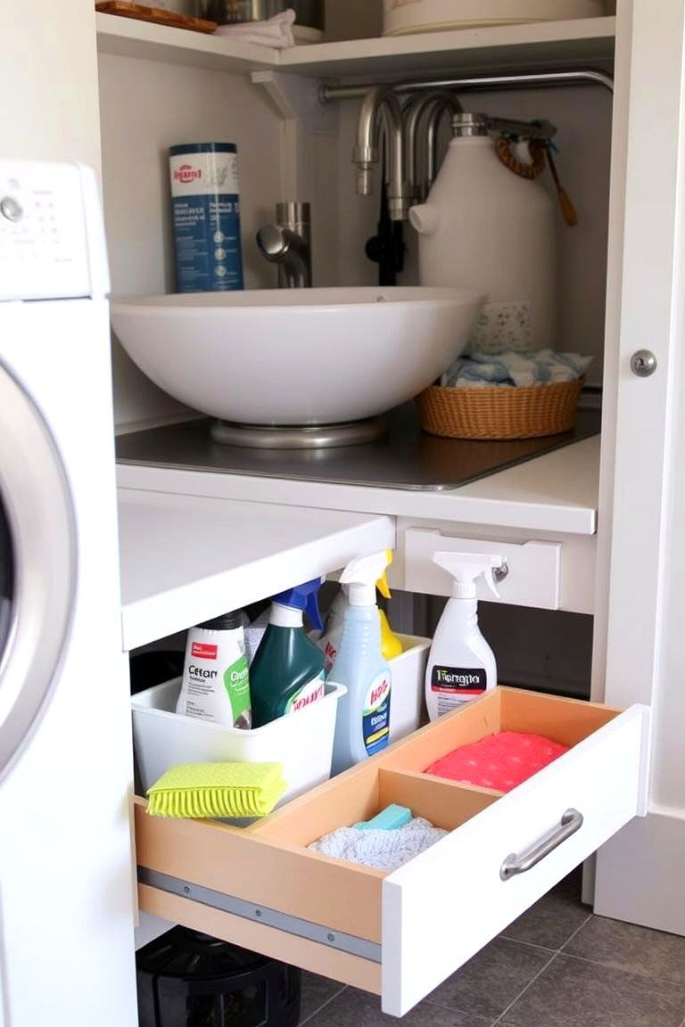 Under Sink Pull Out Drawers - 24 Laundry Room Shelf Ideas