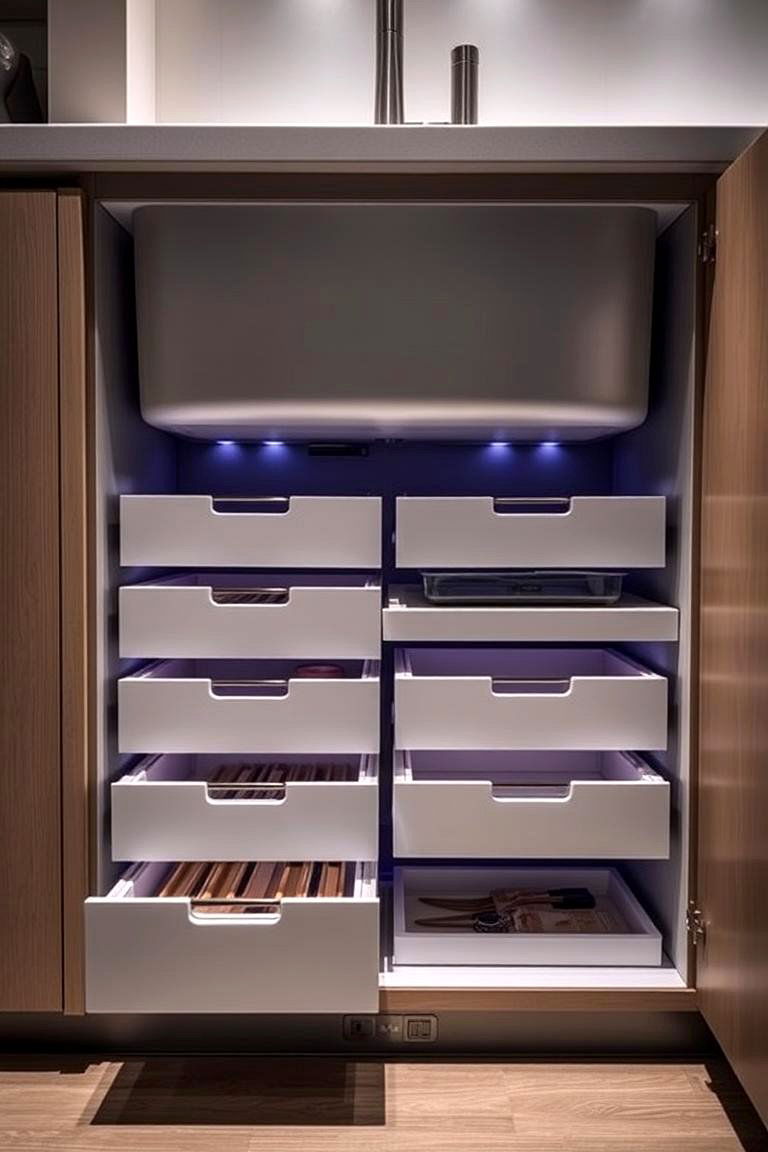 Under Sink Pull Out Storage - 24 Garbage Can Storage Ideas
