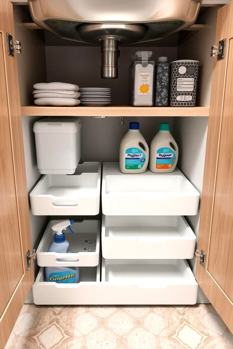 Under Sink Storage Drawers for Detergents - 24 Laundry Detergent Storage Ideas