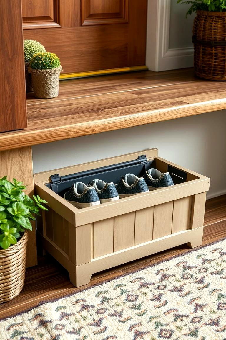 Under Step Shoe Storage Box - 24 Outdoor Shoe Storage Ideas