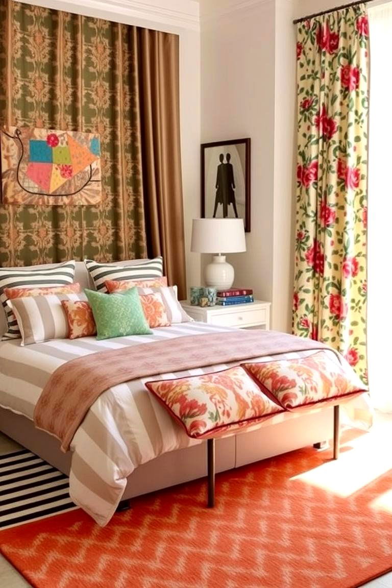 Unexpected Pattern Combinations - 24 Eclectic Bedroom Ideas