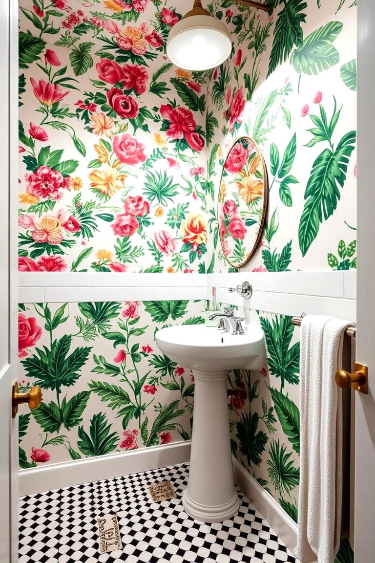 Unexpected Pattern Play - 24 Eclectic Bathroom Ideas