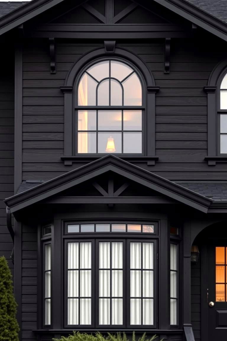 Unique Architectural Features - 24 Dark Brown House With Black Trim