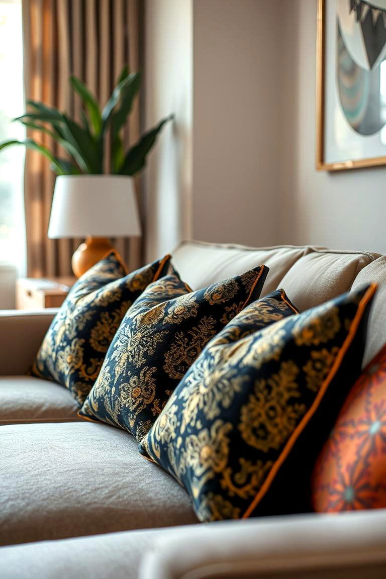 Unique Black and Gold Throw Pillows - 24 Black and Gold Living Room Ideas