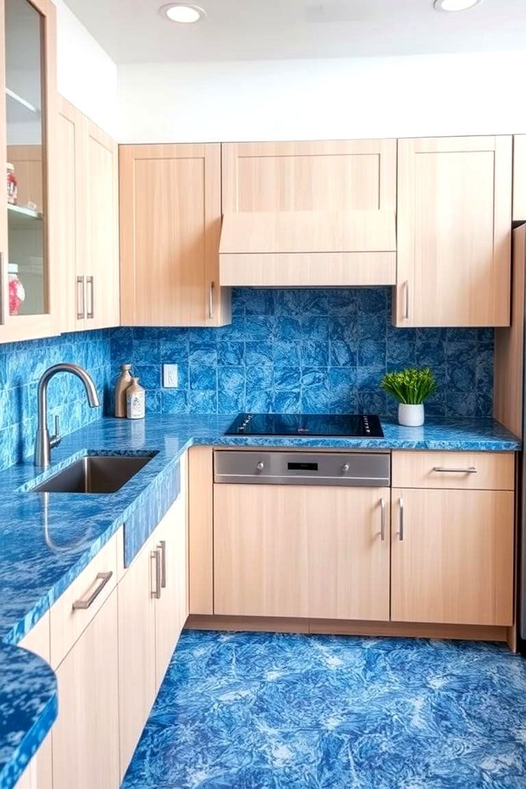 Unique Blue or Green Granite - 24 Granite Kitchen Countertop Ideas