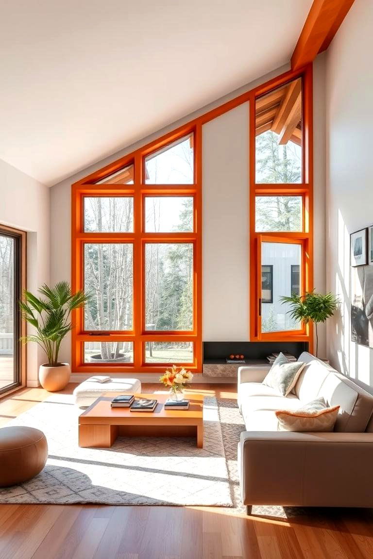 Unique Burnt Orange Window Frames - 24 Burnt Orange Living Room Ideas
