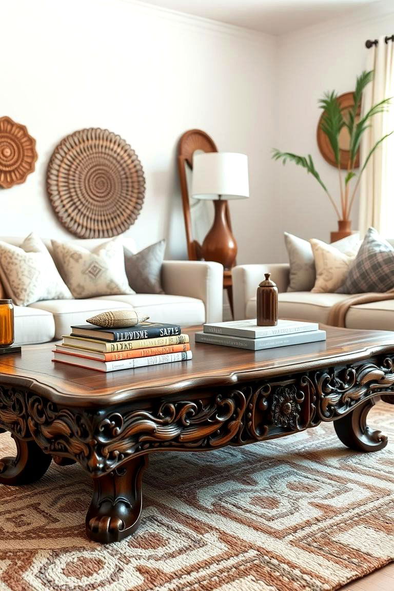 Unique Coffee Table Designs - 24 Neutral Boho Living Room Ideas