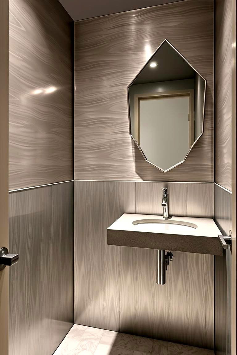 Unique Metal Wainscoting - 24 Powder Room Wainscoting Ideas