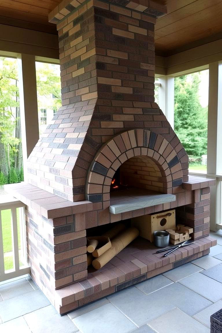 Unique Outdoor Fireplace with Pizza Oven - 24 Porch Fireplace Ideas