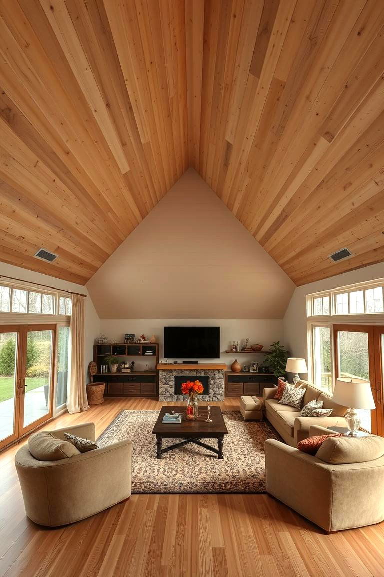 Unique Sloped Ceiling Design - 24 Living Room Ceiling Ideas