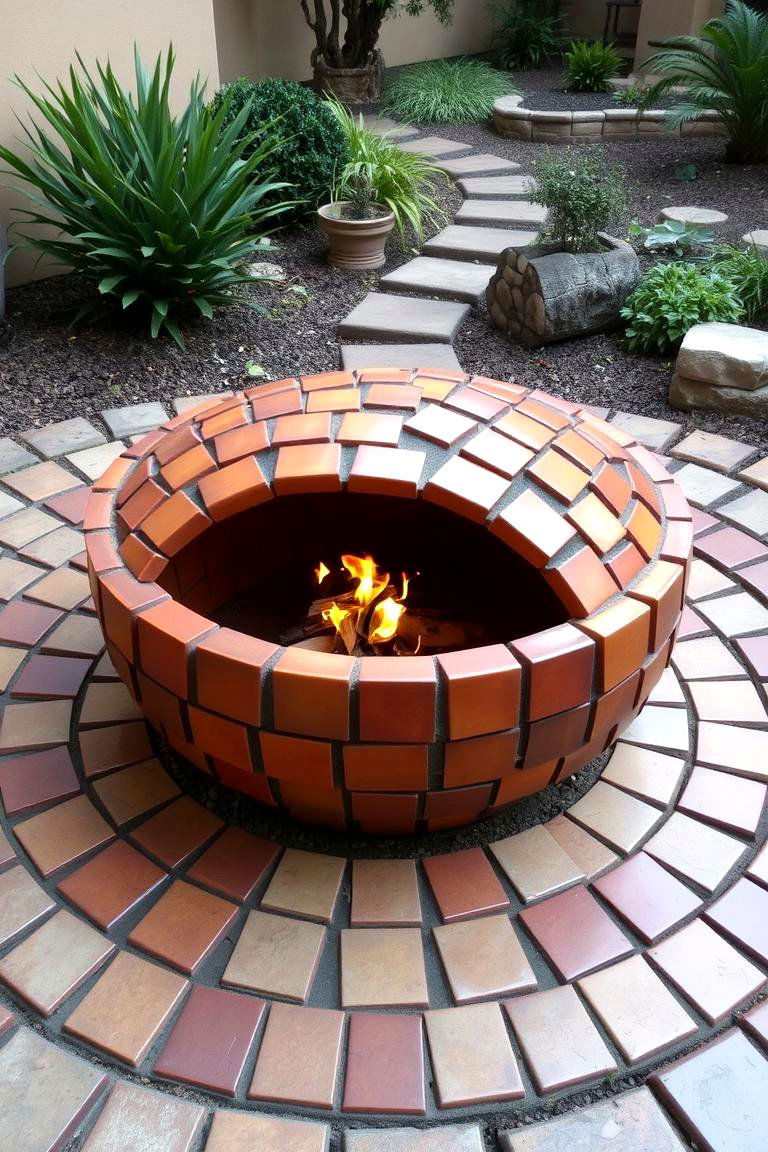 Unique Terracotta Tile Fire Pit - 24 Rustic Fire Pit Ideas