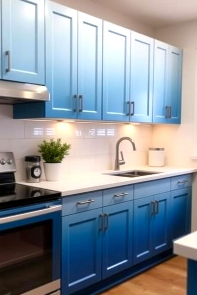 Unique and Playful Ombre Effect - 24 Painting Kitchen Cabinet Ideas
