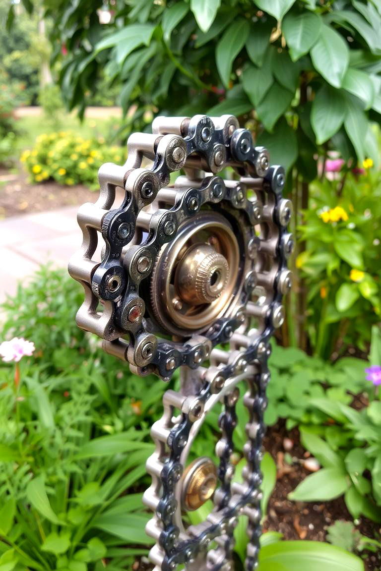 Upcycled Bicycle Chain Art - 24 Old Bicycle Garden Ideas