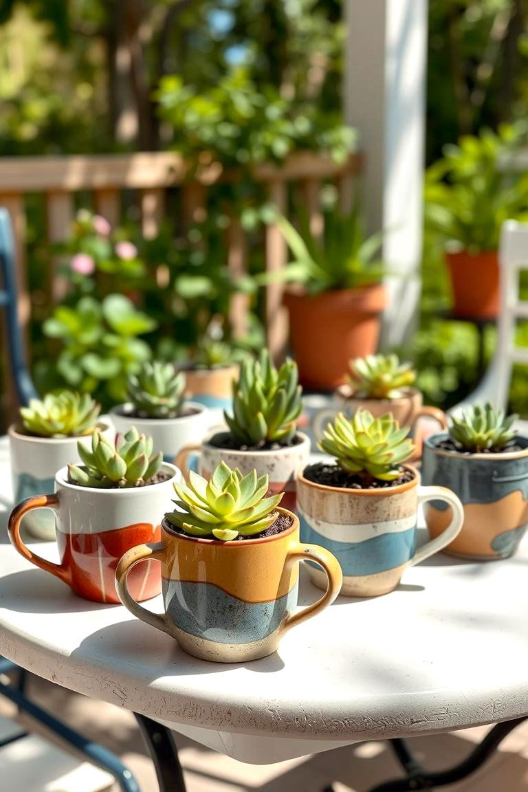 Upcycled Ceramic Mugs - 24 Outdoor Succulent Container Ideas