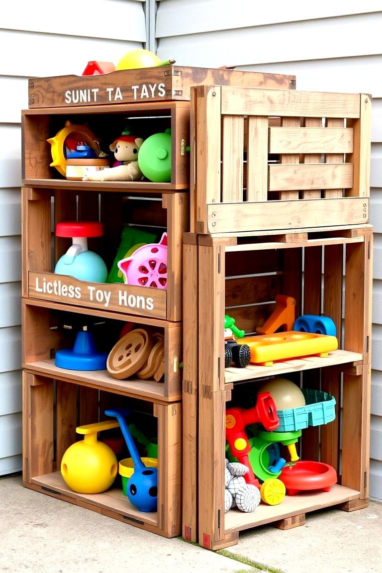 Upcycled Crates for Rustic Charm - 24 Outdoor Toy Storage Ideas